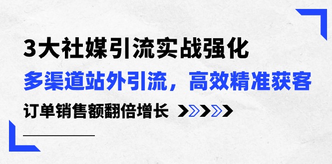 2024跨境电商项目,3大社媒引流实操强化,多渠道站外引流/高效精准获客/订单销售额翻倍增长