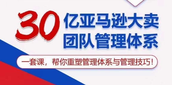 实战跨境电商项目,30亿 亚马逊 大卖团队管理体系,一套课,帮你重塑管理体系与管理技巧