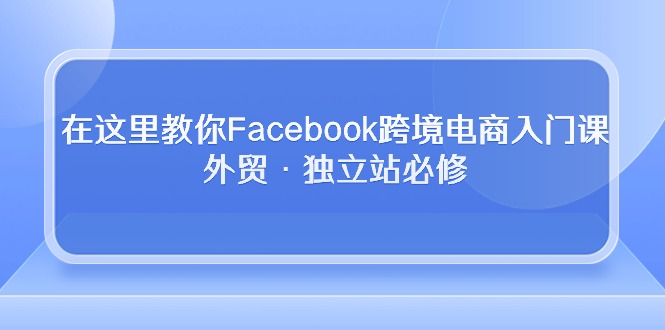 2024热门给力项目项目,在这里教你Facebook跨境电商入门课,外贸·独立站必修
